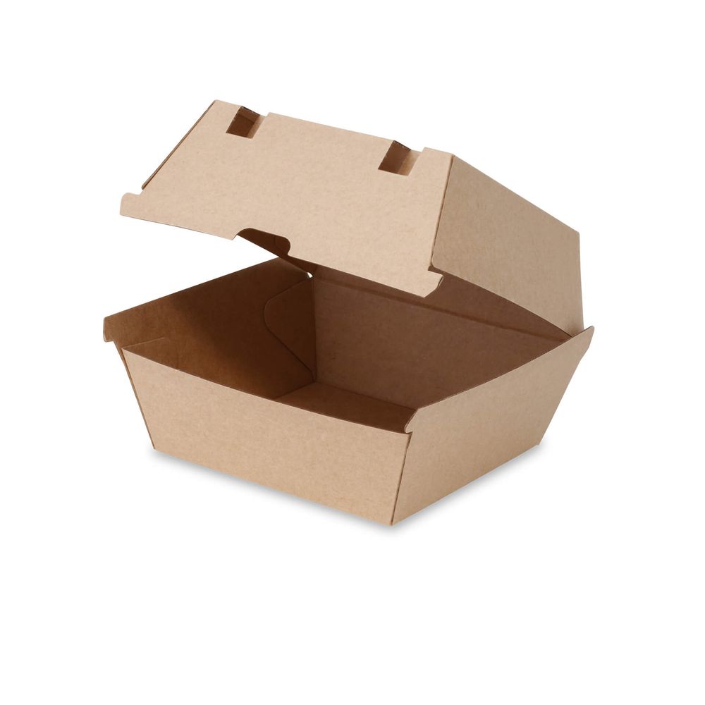 200x Burgerboxen Kraftkarton braun 16,8 x 15,8 x 9,8cm