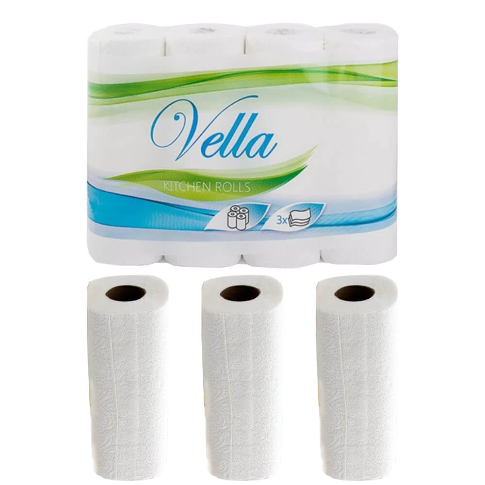 32x Küchenrolle 3-lag. 50x Blatt Zellstoff weiß - Vella