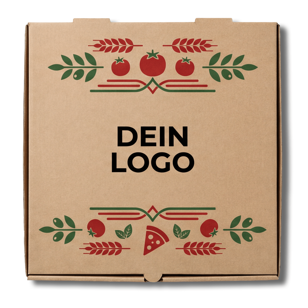 Model C Pizzakarton Braun 1 - 4 farb. dein Design, ≤70% Druckfläche