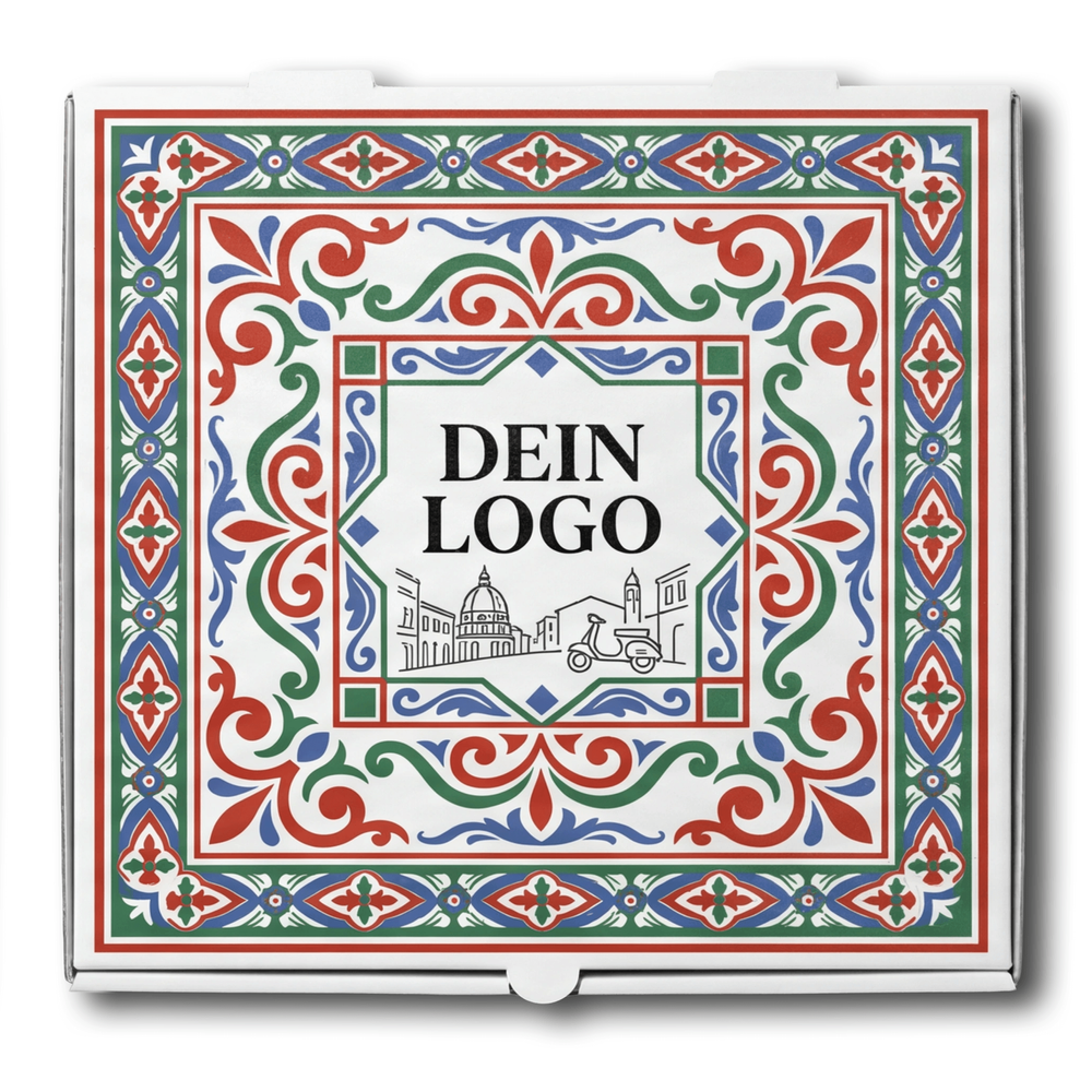 Model C Pizzakarton Weiß 1 - 4 farb. dein Design, ≤100% Druckfläche