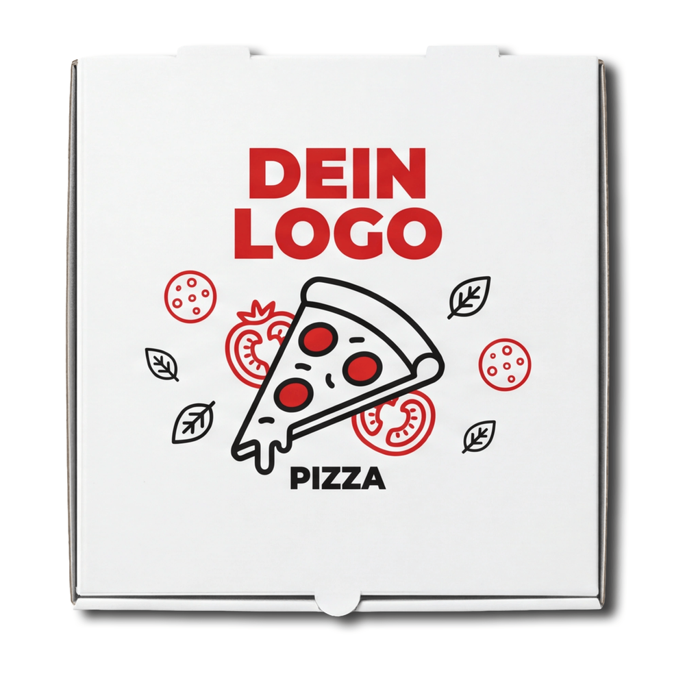 New York Pizzakarton Weiß 1 - 4 farb. dein Design, ≤35% Druckfläche