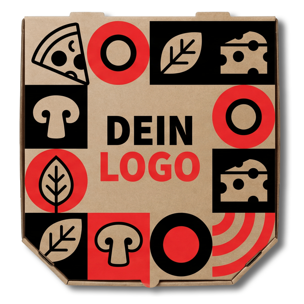 Treviso Pizzakarton Braun 1 - 4 farb. dein Design, ≤70% Druckfläche
