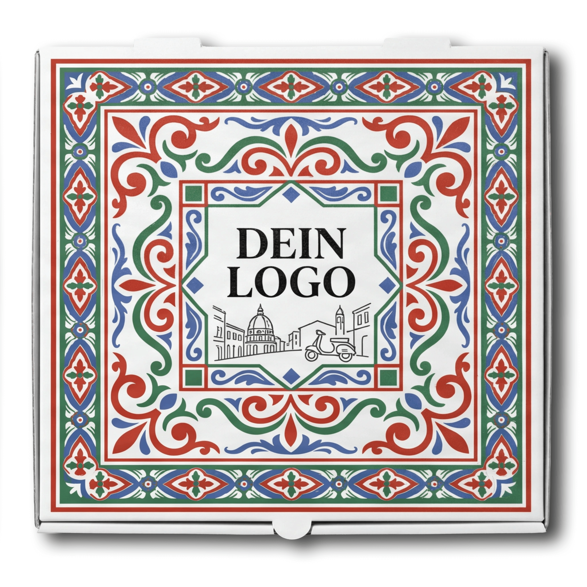 Model C Pizzakarton Weiß 1 - 4 farb. dein Design, ≤100% Druckfläche