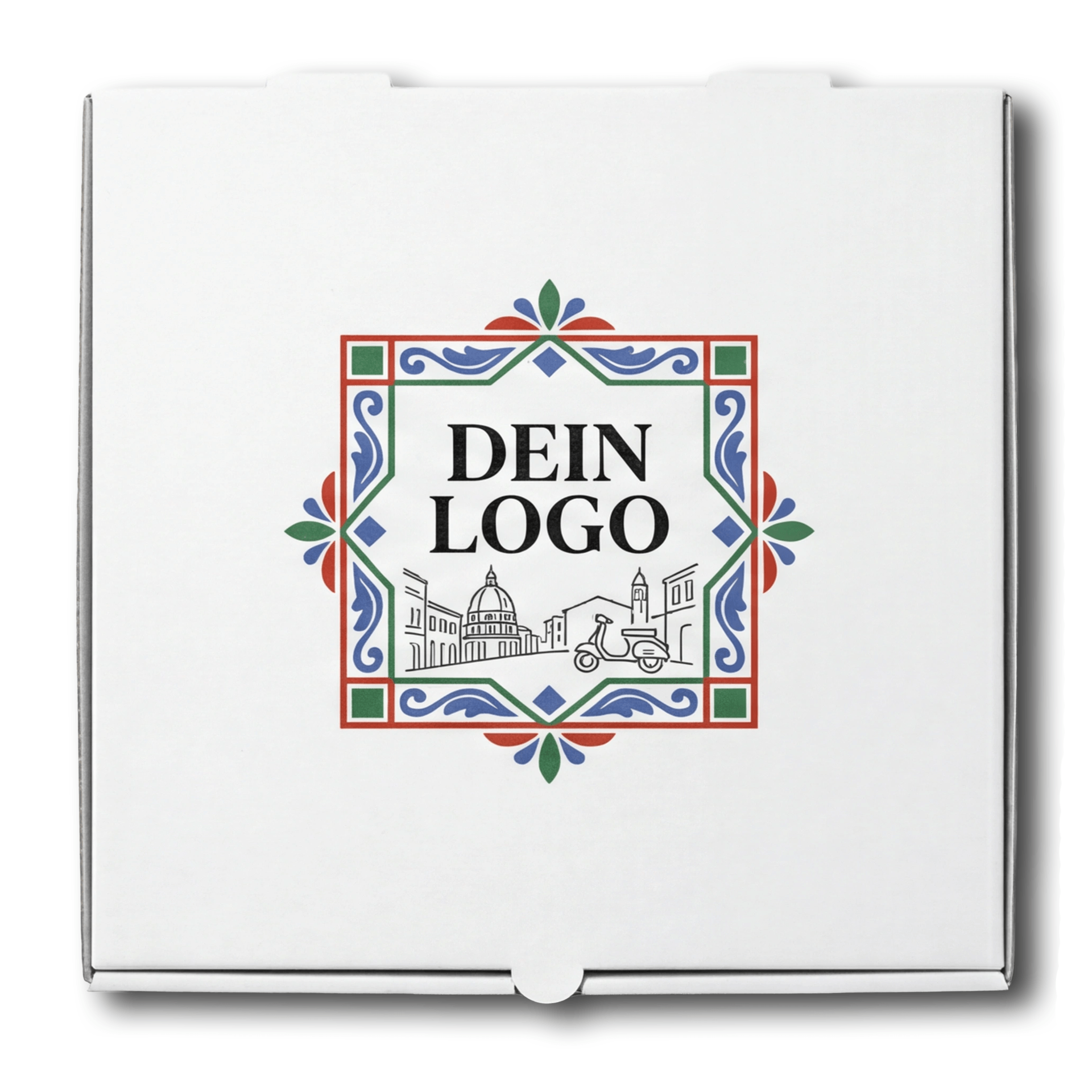 Model C Pizzakarton Weiß 1 - 4 farb. dein Design, ≤35% Druckfläche