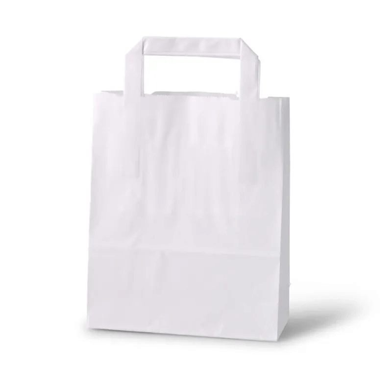 250x Papiertragetaschen 18x8x22cm Kraftpapier weiß 70g/m XS