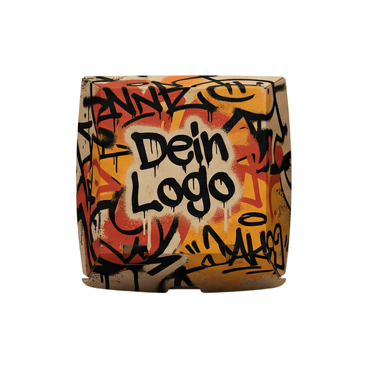 Burgerbox Kraftkarton 13 x 14 x 8cm Braun 1 - 4 Farb. dein Design 100% Druckfläche