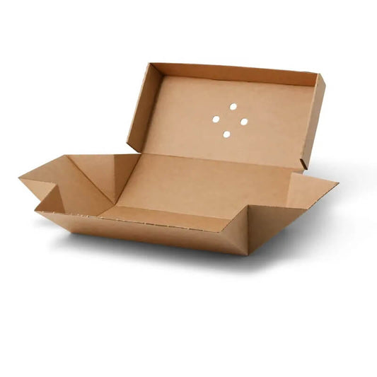 100x Burgerbox doppelt faltbar Kraftkarton braun 24,4 x 12,2 x 10,2cm