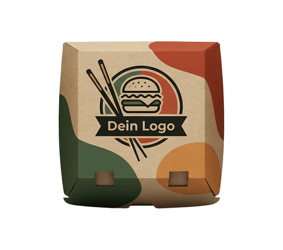 Burgerbox Kraftkarton 16,8 x 15,8 x 9,8cm Braun 1 - 4 Farb. dein Design 100% Druckfläche
