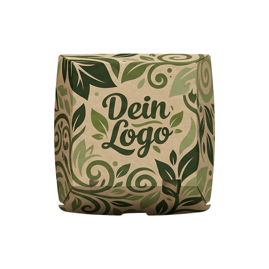 Burgerbox Kraftkarton 16,8 x 15,8 x 9,8cm Braun 1 - 4 Farb. dein Design 100% Druckfläche