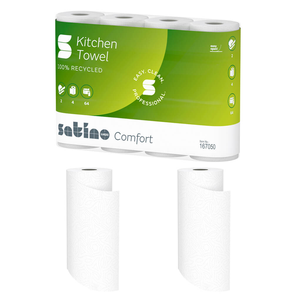 32x Küchenrolle 2-lag. 64x Blatt Zellstoff weiß - Satino Comfort