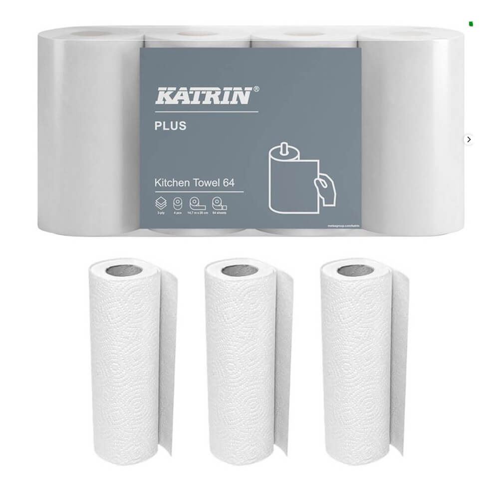 32x Küchenrolle 3-lag. 64x Blatt Zellstoff weiß - Katrin Plus