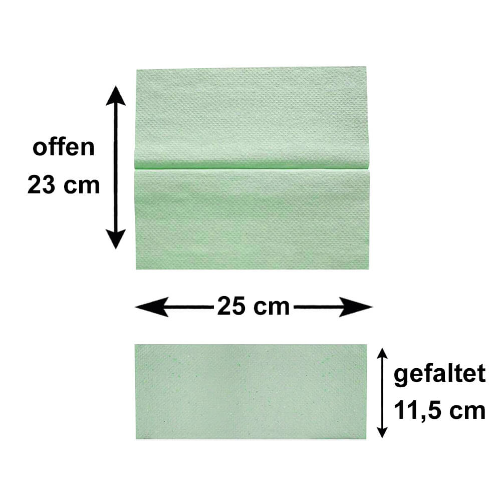5.000x Papierhandtücher 1-lag. Grün Recycling, V / ZZ Falz