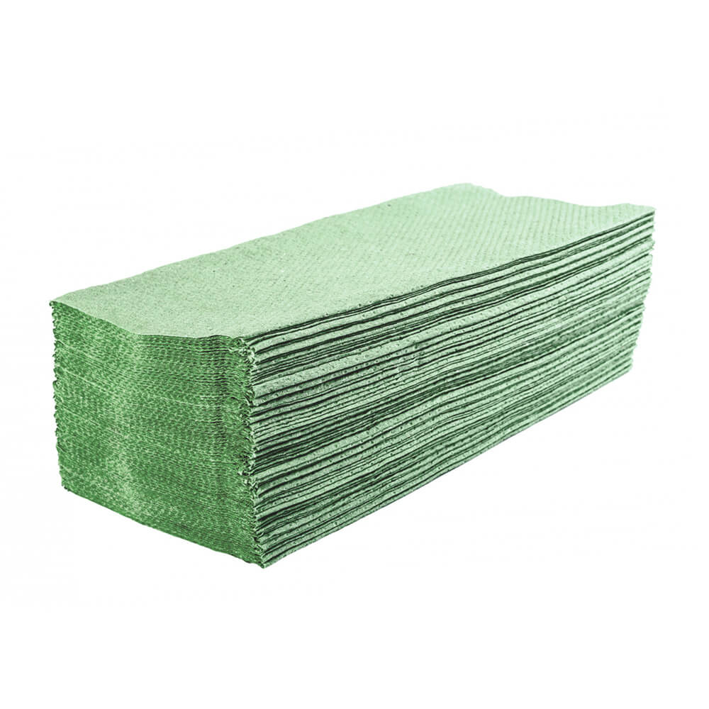 5.000x Papierhandtücher 1-lag. Grün Recycling, V / ZZ Falz