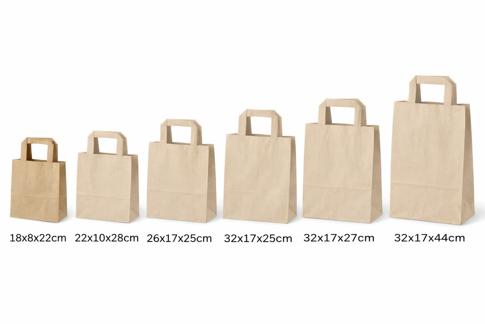 250x Papiertragetaschen 18x8x22cm Kraftpapier braun 70g/m XS