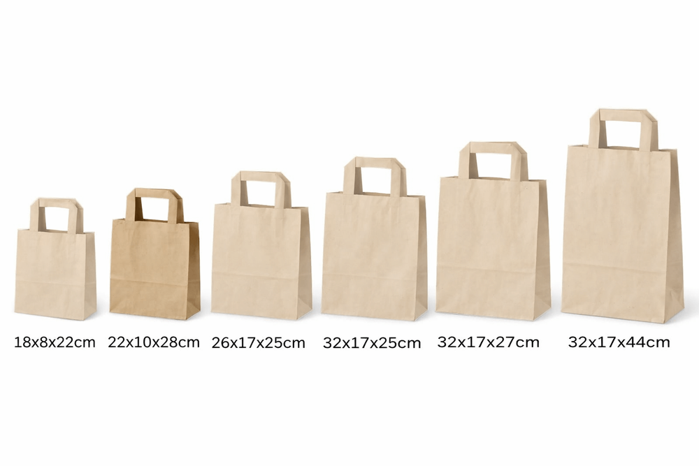 250x Papiertragetaschen 18x8x22cm Kraftpapier braun 70g/m XS