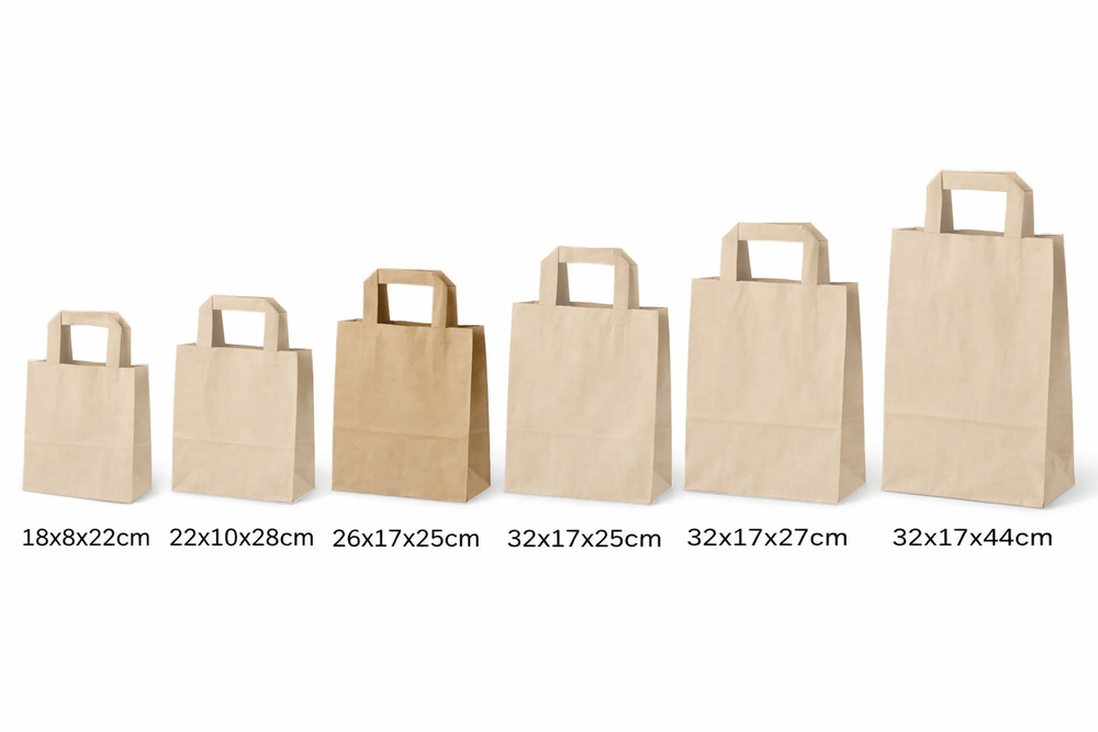 250x Papiertragetaschen 18x8x22cm Kraftpapier braun 70g/m XS