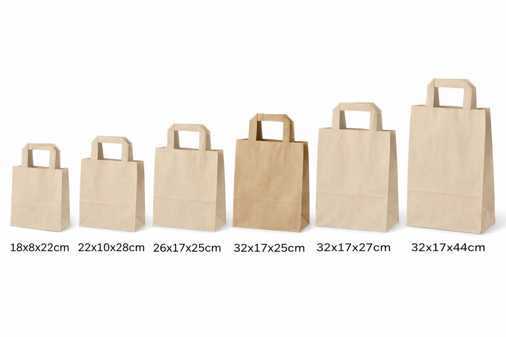 250x Papiertragetaschen 18x8x22cm Kraftpapier braun 70g/m XS
