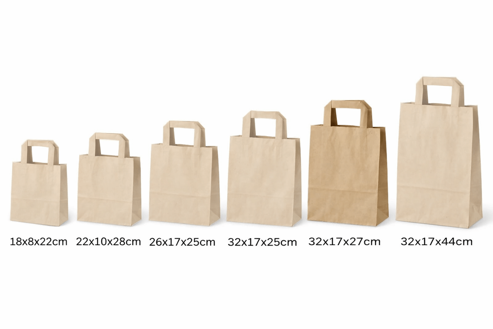 250x Papiertragetaschen 18x8x22cm Kraftpapier braun 70g/m XS