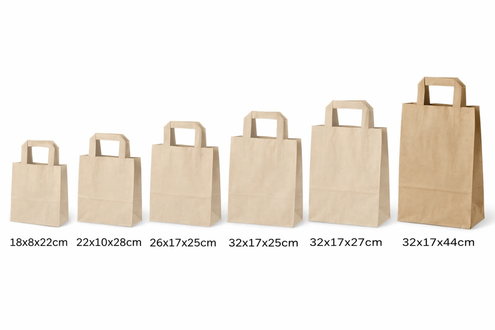 250x Papiertragetaschen 18x8x22cm Kraftpapier braun 70g/m XS