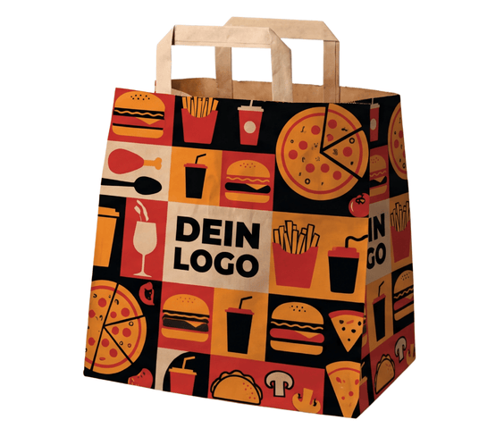 Papiertragetasche 22x10x28cm 1 - 4 farb. dein Design, ≤100% Druckfläche