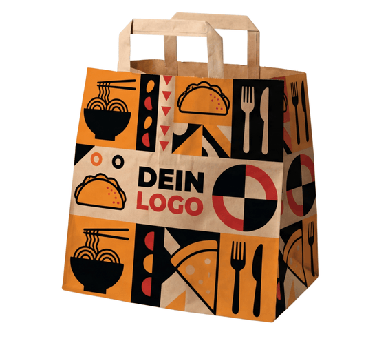 Papiertragetasche 22x10x28cm 1 - 4 farb. dein Design, ≤50% Druckfläche