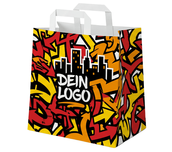 Papiertragetasche 22x10x28cm 1 - 4 farb. dein Design, ≤100% Druckfläche