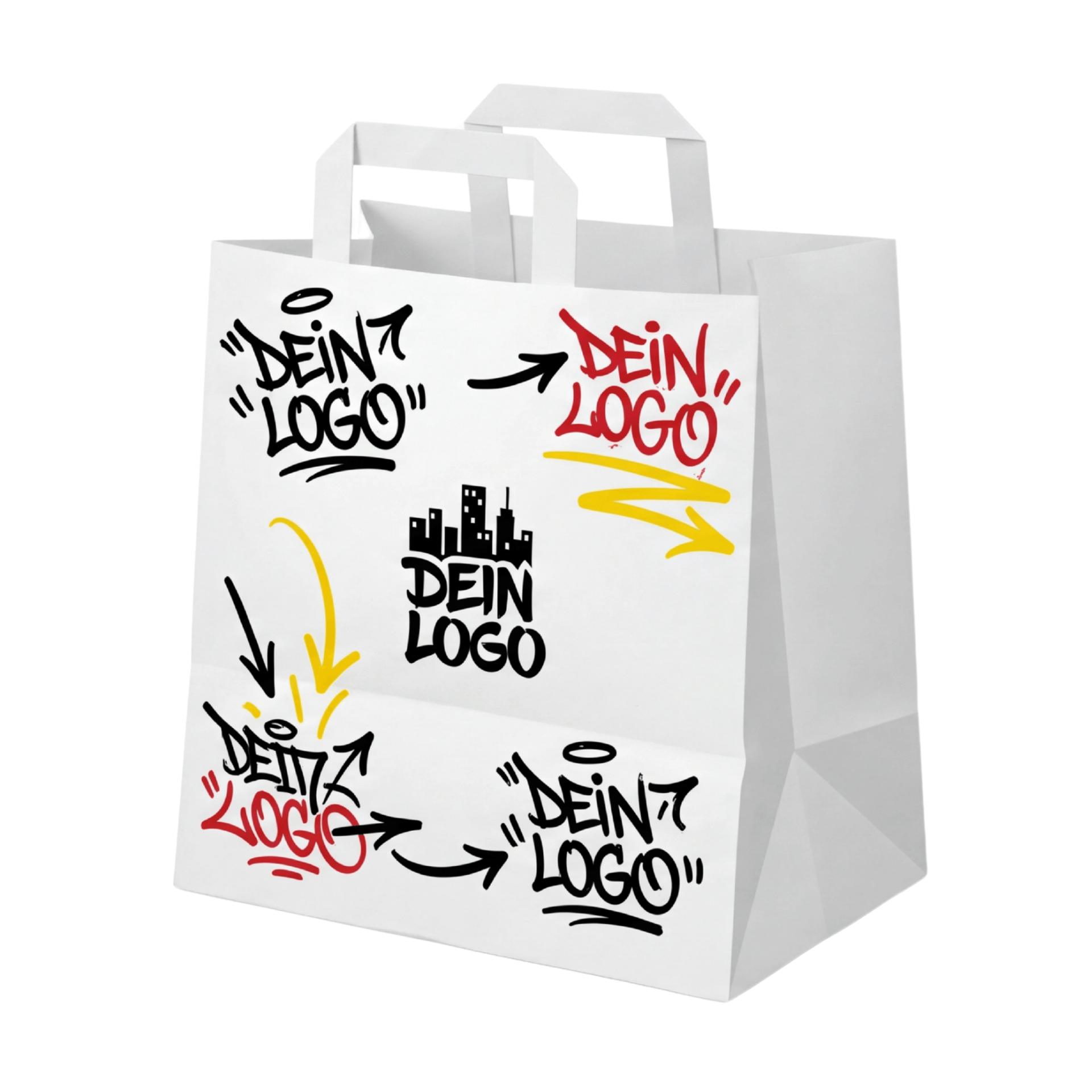 Papiertragetasche 22x10x28cm 1 - 4 farb. dein Design, ≤30% Druckfläche