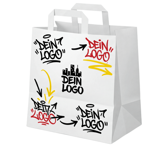 Papiertragetasche 22x10x28cm 1 - 4 farb. dein Design, ≤30% Druckfläche