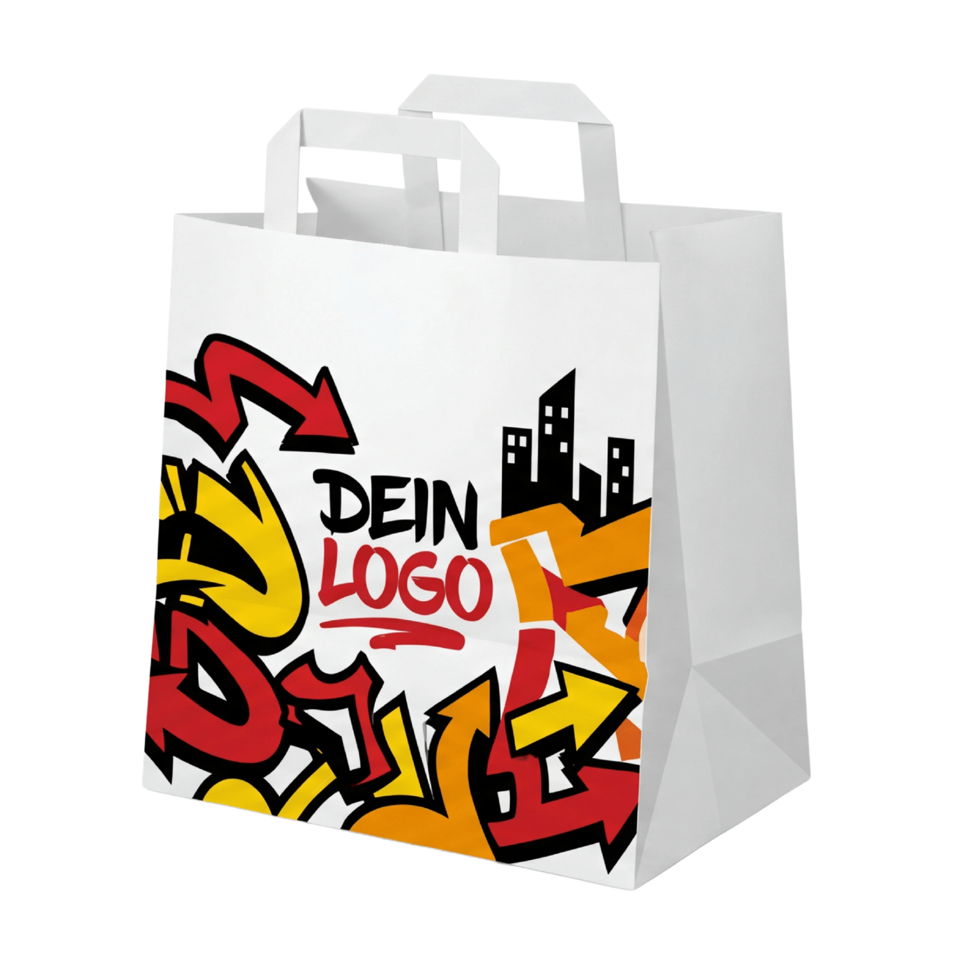 Papiertragetasche 22x10x28cm 1 - 4 farb. dein Design, ≤50% Druckfläche