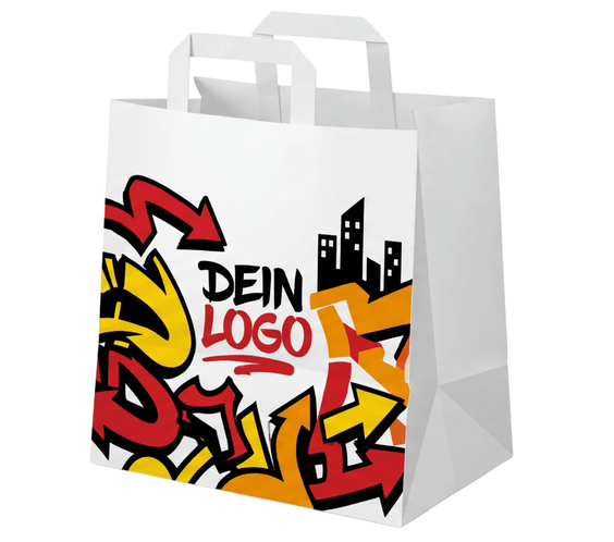 Papiertragetasche 22x10x28cm 1 - 4 farb. dein Design, ≤50% Druckfläche