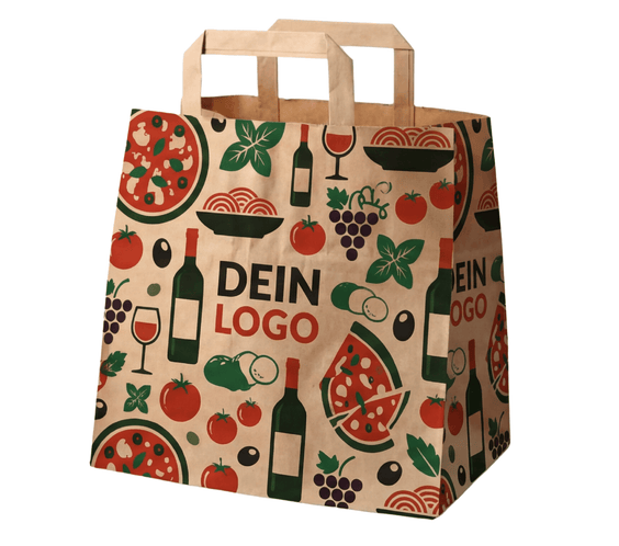 Papiertragetasche 26x17x25cm 1 - 4 farb. dein Design, ≤100% Druckfläche