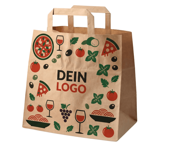 Papiertragetasche 26x17x25cm 1 - 4 farb. dein Design, ≤50% Druckfläche