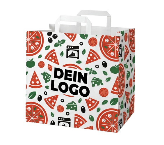 Papiertragetasche 26x17x25cm 1 - 4 farb. dein Design, ≤100% Druckfläche
