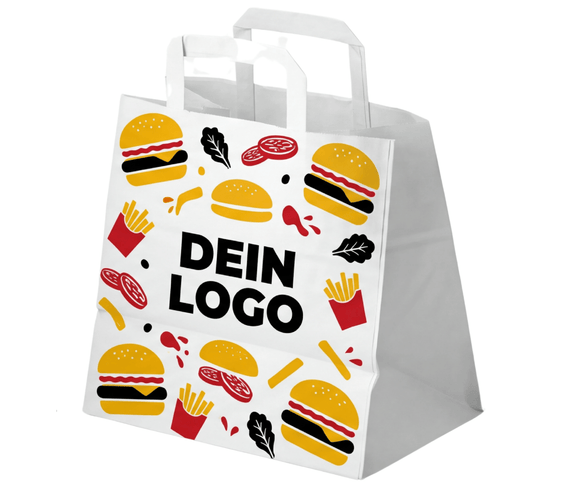 Papiertragetasche 32x17x27cm 1 - 4 farb. dein Design, ≤50% Druckfläche