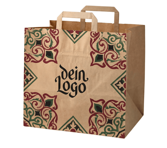 Papiertragetasche 32x22x24cm 1 - 4 farb. dein Design, ≤30% Druckfläche