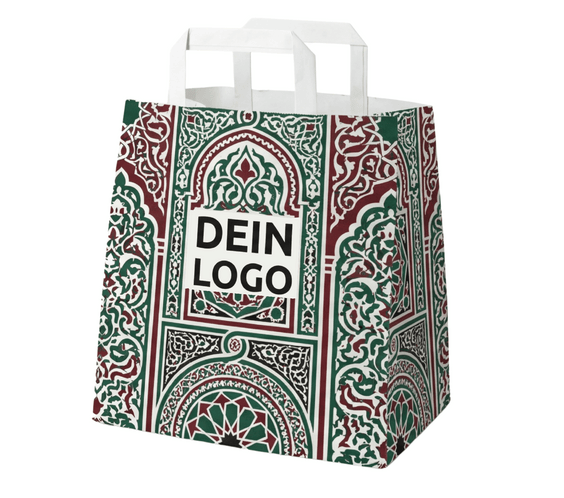 Papiertragetasche 32x22x24cm 1 - 4 farb. dein Design, ≤100% Druckfläche