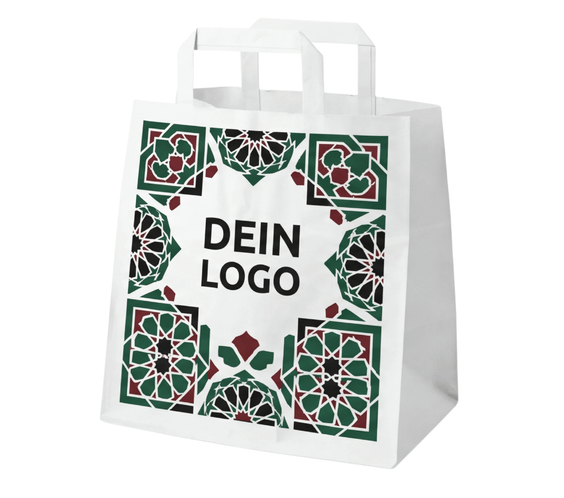Papiertragetasche 32x22x24cm 1 - 4 farb. dein Design, ≤50% Druckfläche
