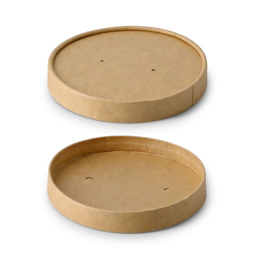 500x Deckel für Suppenbecher Karton braun rund mit Membran versch. Größen