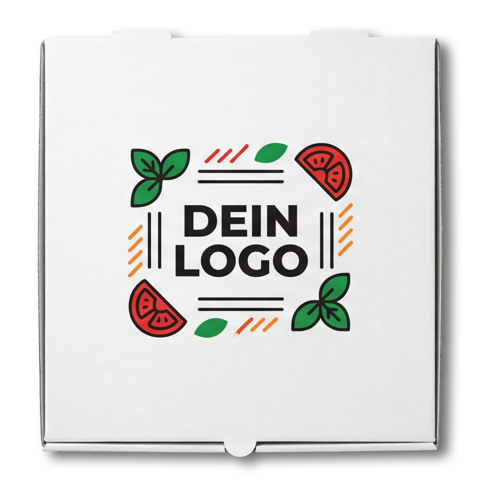 Francia Pizzakarton Weiß 1 - 4 farb. dein Design, ≤35% Druckfläche