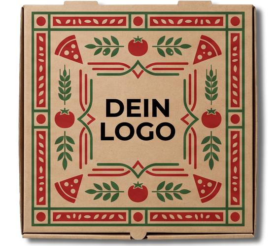 Model C Pizzakarton Braun 1 - 4 farb. dein Design, ≤100% Druckfläche