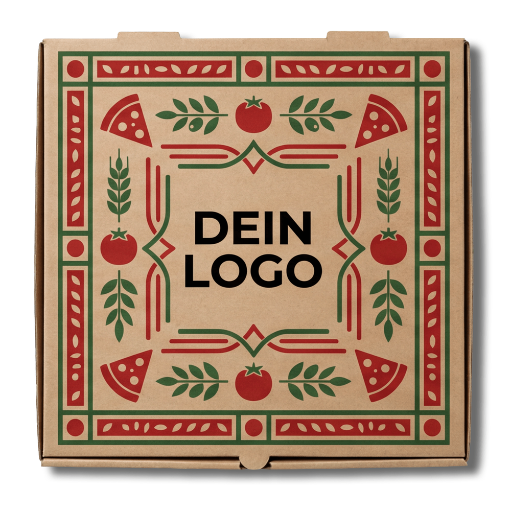 Model C Pizzakarton Braun 1 - 4 farb. dein Design, ≤100% Druckfläche