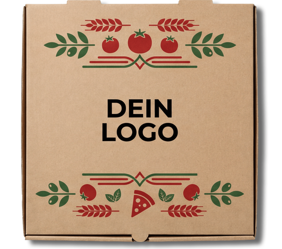 Model C Pizzakarton Braun 1 - 4 farb. dein Design, ≤70% Druckfläche