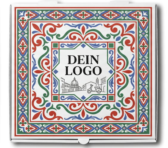 Model C Pizzakarton Weiß 1 - 4 farb. dein Design, ≤100% Druckfläche