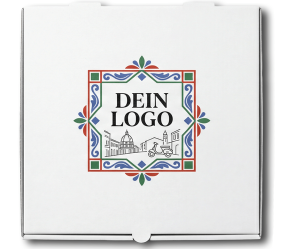 Model C Pizzakarton Weiß 1 - 4 farb. dein Design, ≤35% Druckfläche