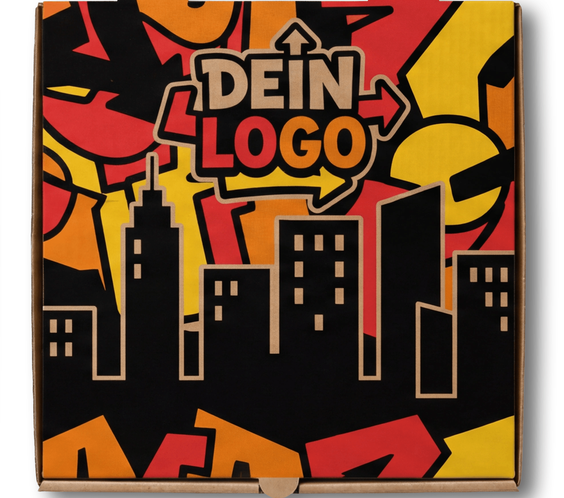 New York Pizzakarton Braun 1 - 4 farb. dein Design, ≤100% Druckfläche