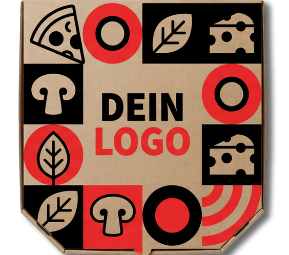 Treviso Pizzakarton Braun 1 - 4 farb. dein Design, ≤70% Druckfläche
