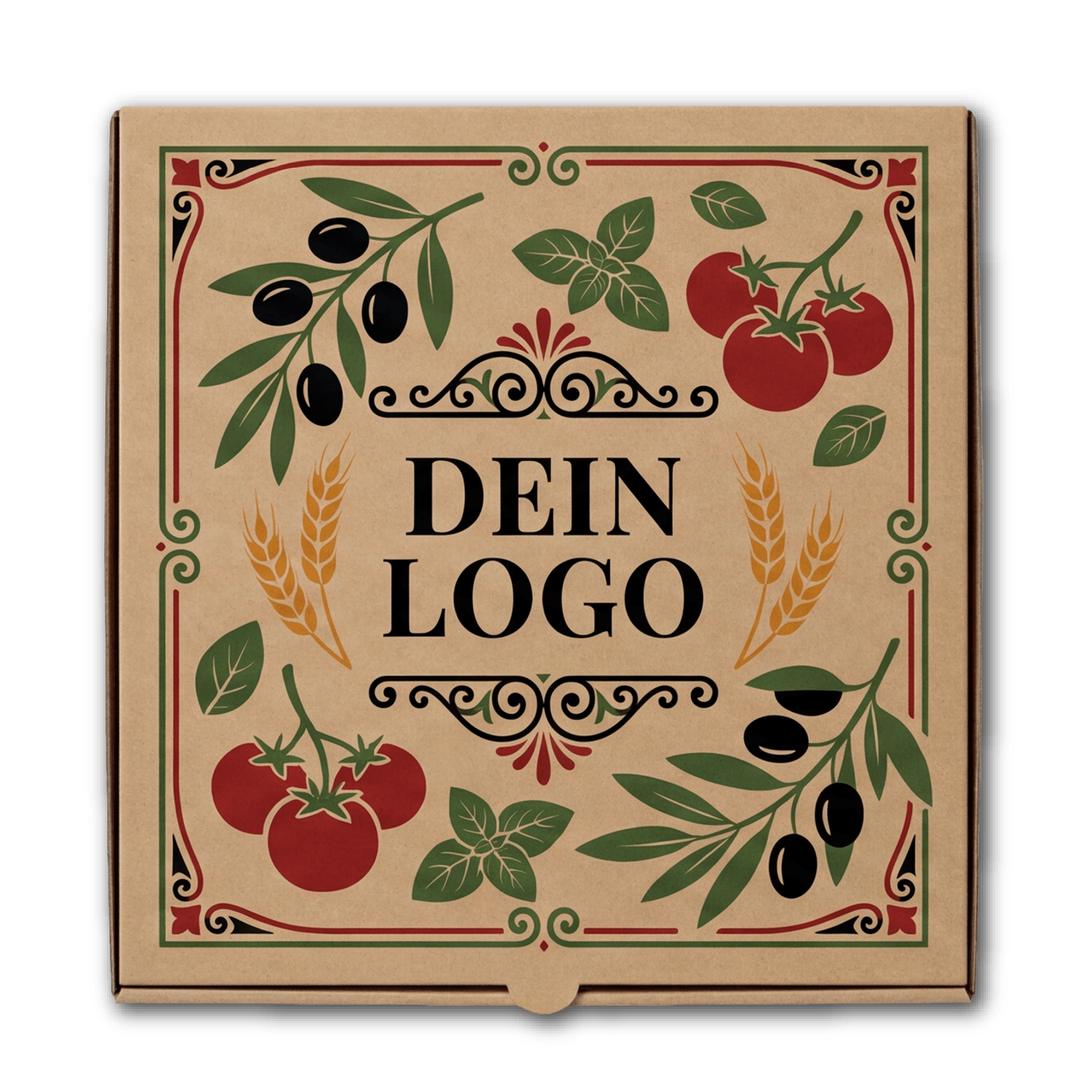 Francia Pizzakarton Braun 1 - 4 farb. dein Design, ≤70% Druckfläche