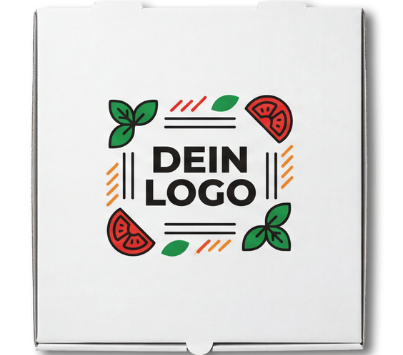 Francia Pizzakarton Weiß 1 - 4 farb. dein Design, ≤35% Druckfläche