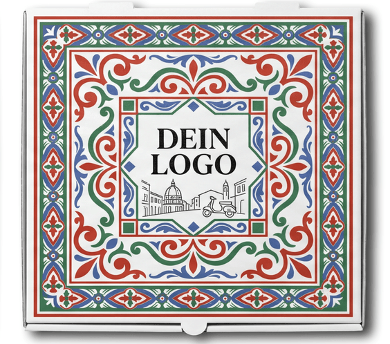 Model C Pizzakarton Weiß 1 - 4 farb. dein Design, ≤100% Druckfläche