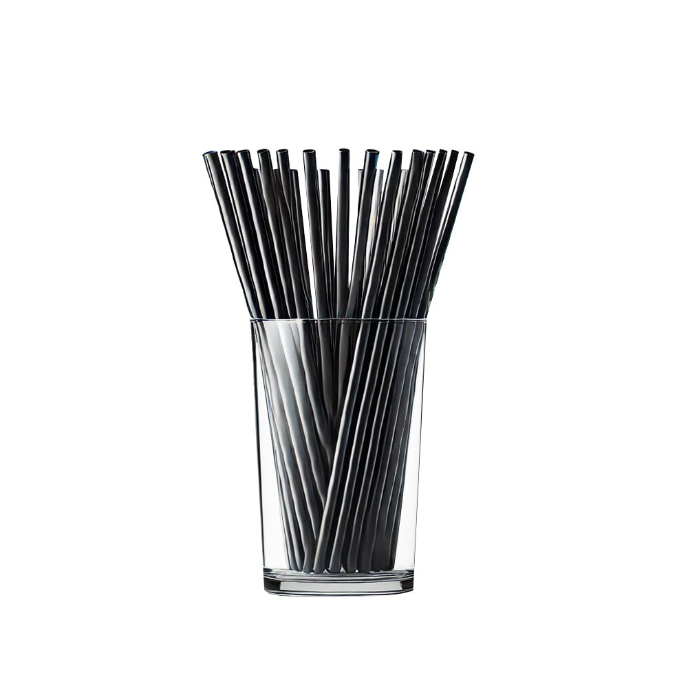 5.000x schwarze Jumbo Plastik-Mehrweg-Trinkhalme 240 x 8mm Ø